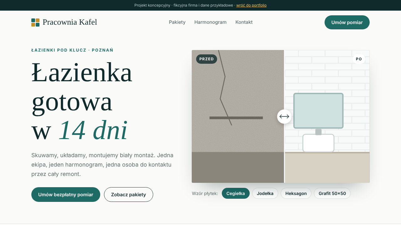 Strona firmy remontowej Pracownia Kafel na komputerze